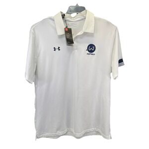 Under Armour Embroidered Football Men's Sz 2XL White Polo Shirt (J7) NWTs